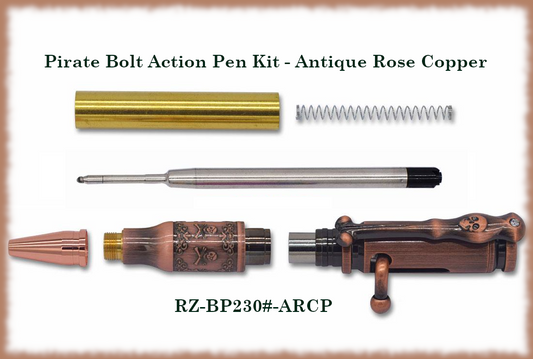 Pirate Bolt Action Pen kit - Antique Rose Copper