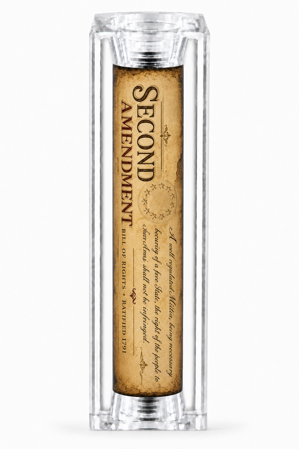 Clear resin 2nd Amendment parchment pen blank with brass tube