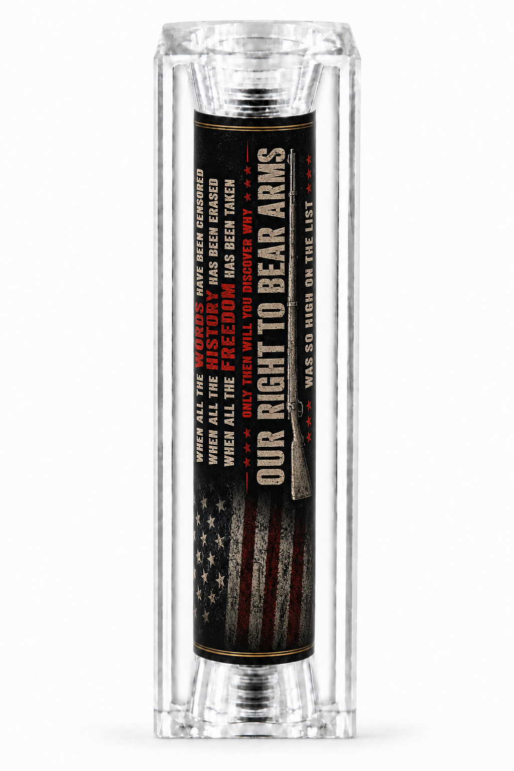 When All Is Gone American flag artwork cast inside clear resin pen blank