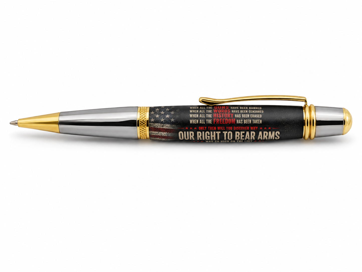 When All Is Gone 2nd Amendment American flag resin blank shown on a Sierra™ pen