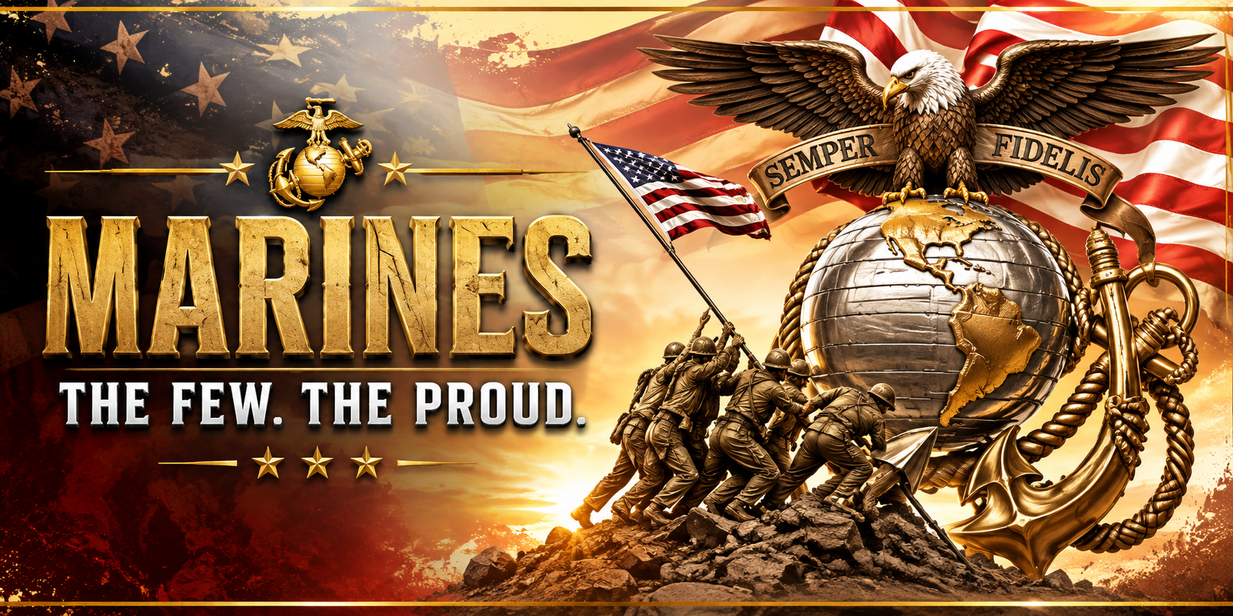 USMC Iwo Jima Raising the Flag Marine Corps pen blank artwork