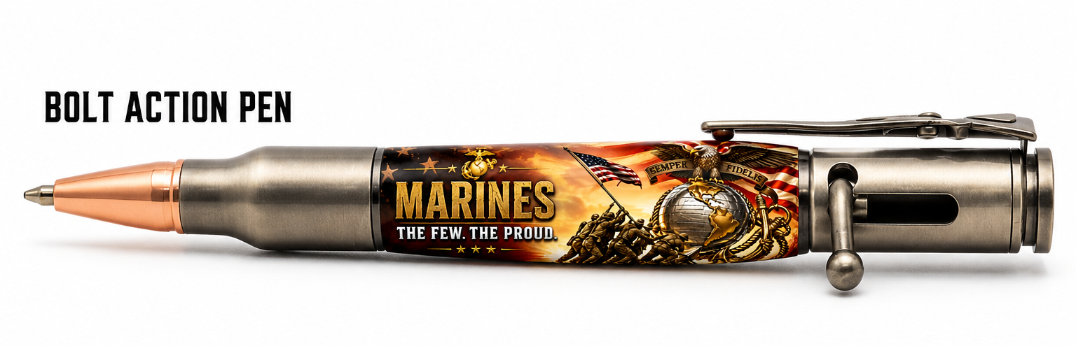 USMC Iwo Jima Marine Corps tribute design on Bolt Action pen