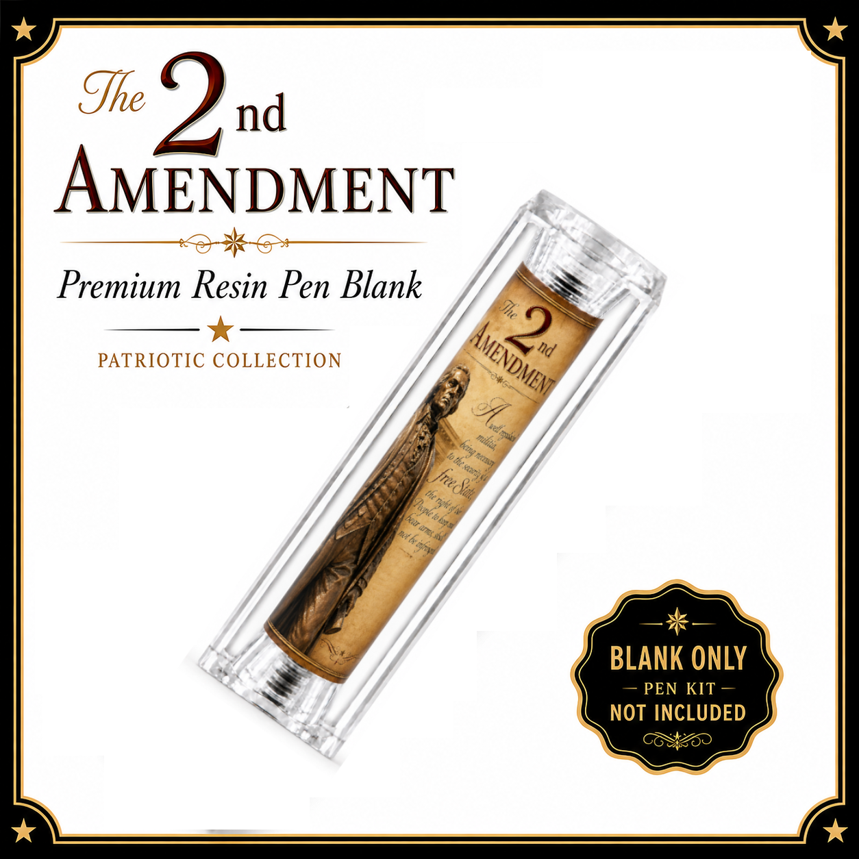 Thomas Jefferson 2nd Amendment resin pen blank hero card