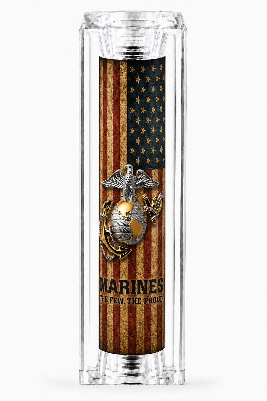 USMC Antique Grunge Flag resin pen blank with silver Officer Eagle Globe and Anchor