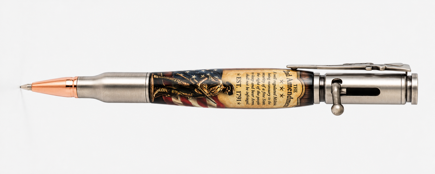 Bolt Action pen with 2nd Amendment artwork