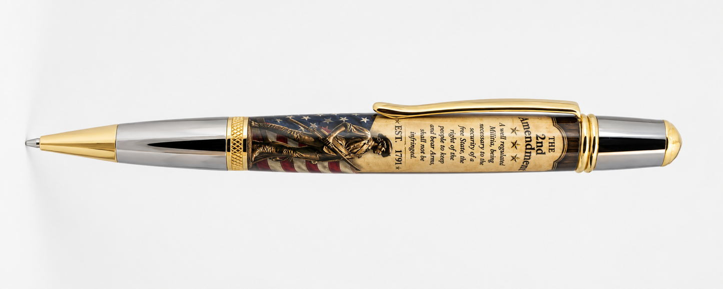 Bolt Action pen with 2nd Amendment artwork