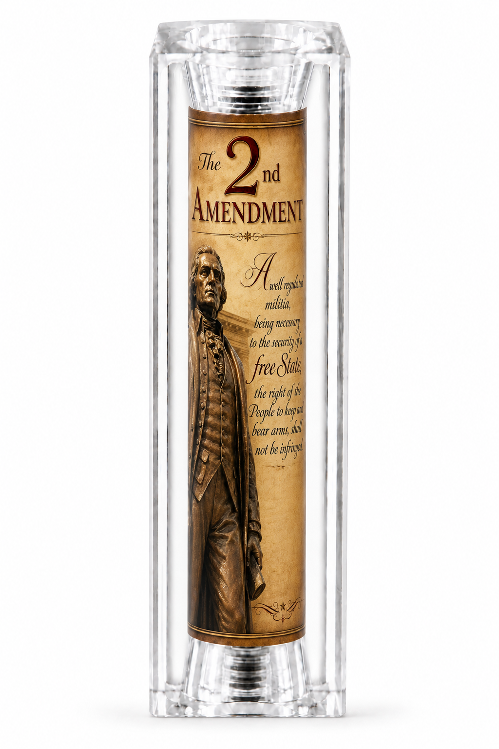 Thomas Jefferson 2nd Amendment artwork cast in clear resin