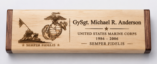 USMC Tribute Laser Engraved Pen Box – Personalized Marine Corps Presentation Box