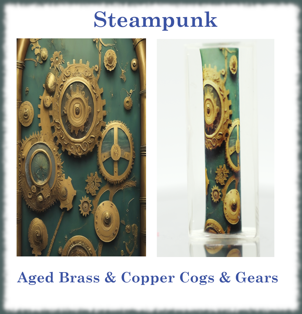 Aged Brass and Copper Cogs and Gears Steampunk Pen Blank: Turn Back Time in Style