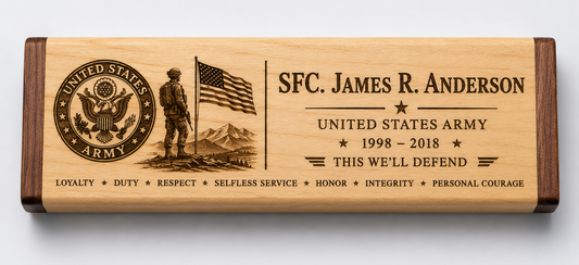 US Army Tribute Laser Engraved Pen Box