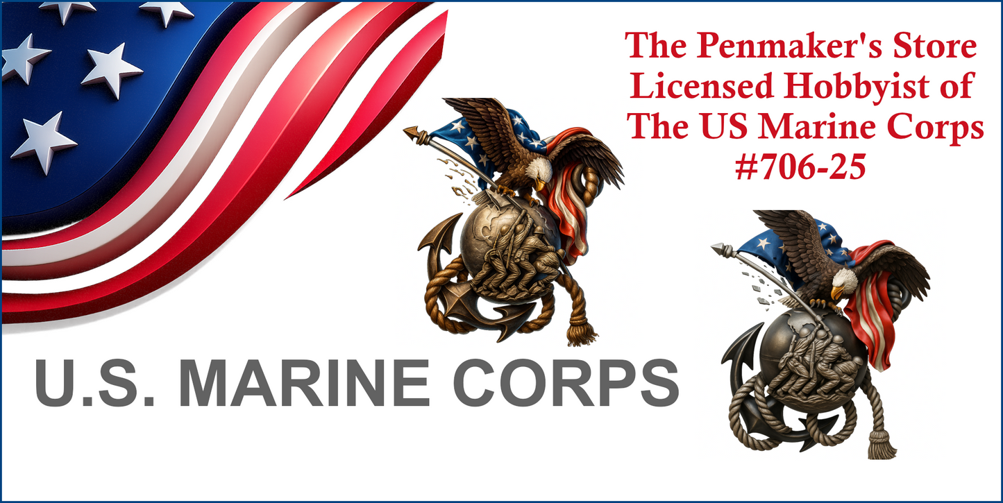 USMC Bolt Action Pen Blank Eagle Globe and Anchor Semper Fi - License #706-25