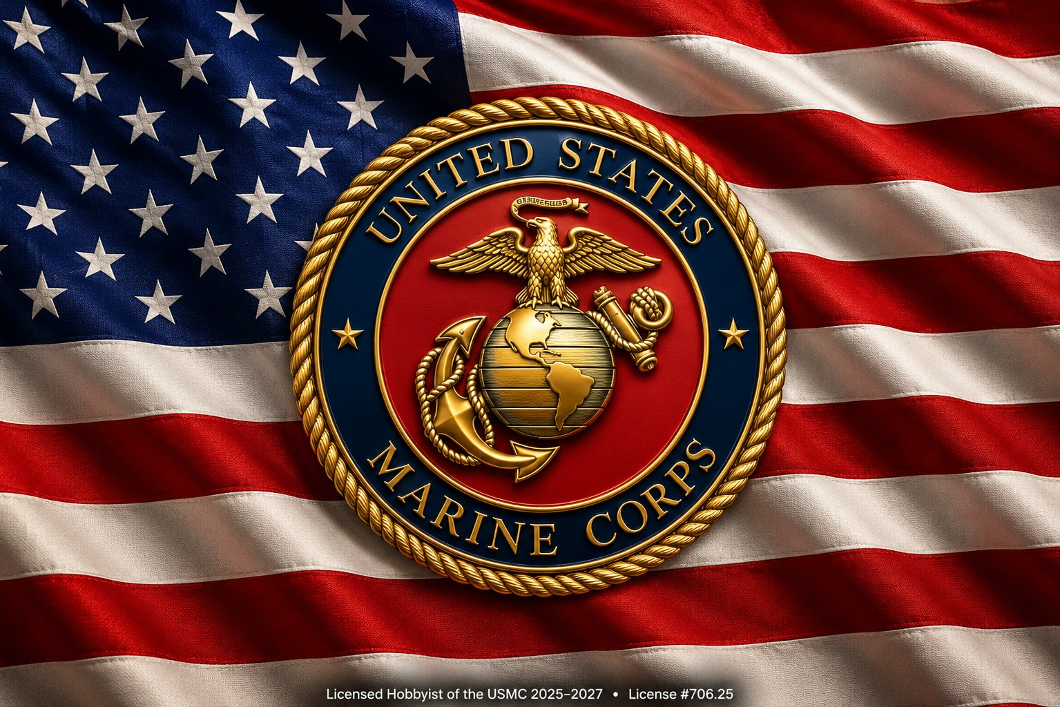 USMC Service Emblem and American Flag pen blank artwork