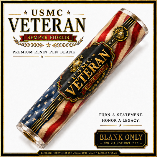 USMC Veteran Old Glory personalized resin pen blank for Bolt Action and Sierra pen kits