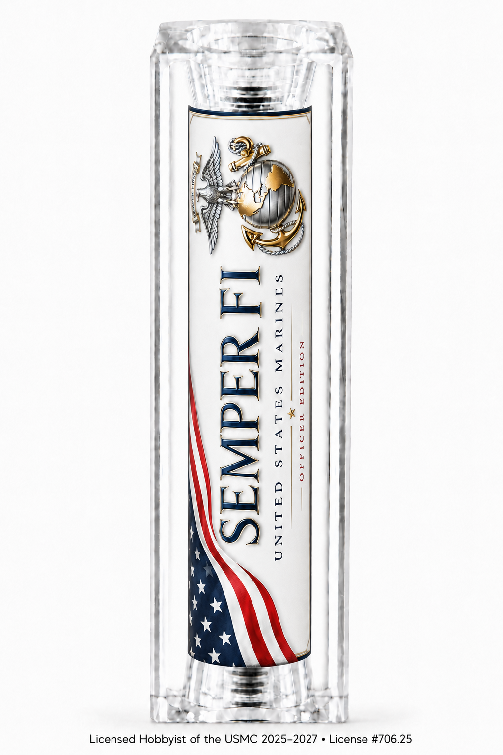 USMC Semper Fi Officer Edition resin pen blank with silver and gold Eagle Globe and Anchor