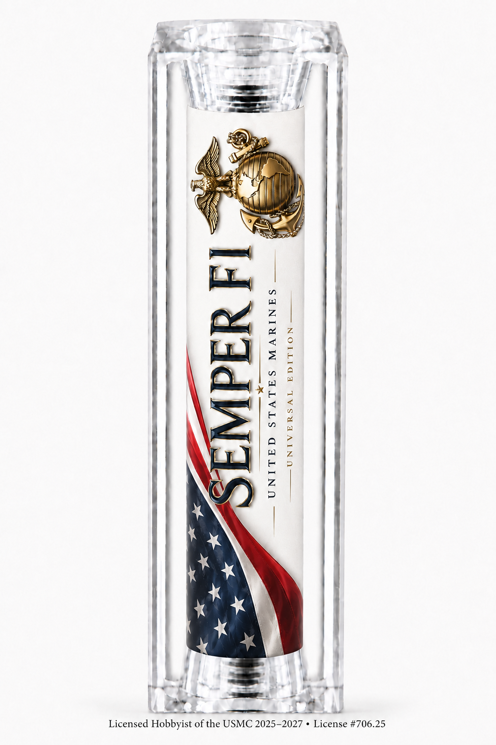 USMC Semper Fi Universal Edition resin pen blank with American flag and Eagle Globe and Anchor