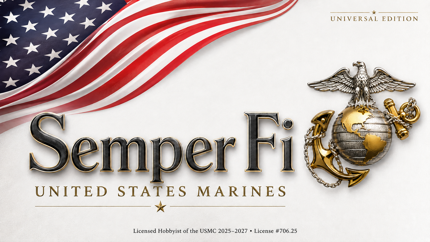 USMC Semper Fi Universal Edition artwork with American flag and Eagle Globe and Anchor