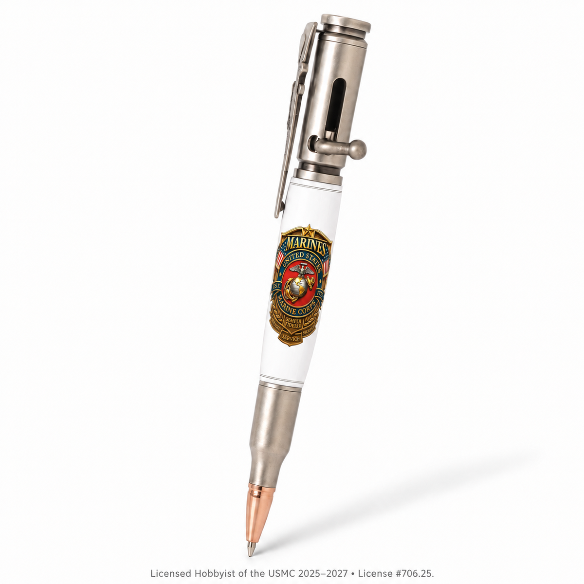 USMC Heritage Emblem & American Flag Resin Pen Blank