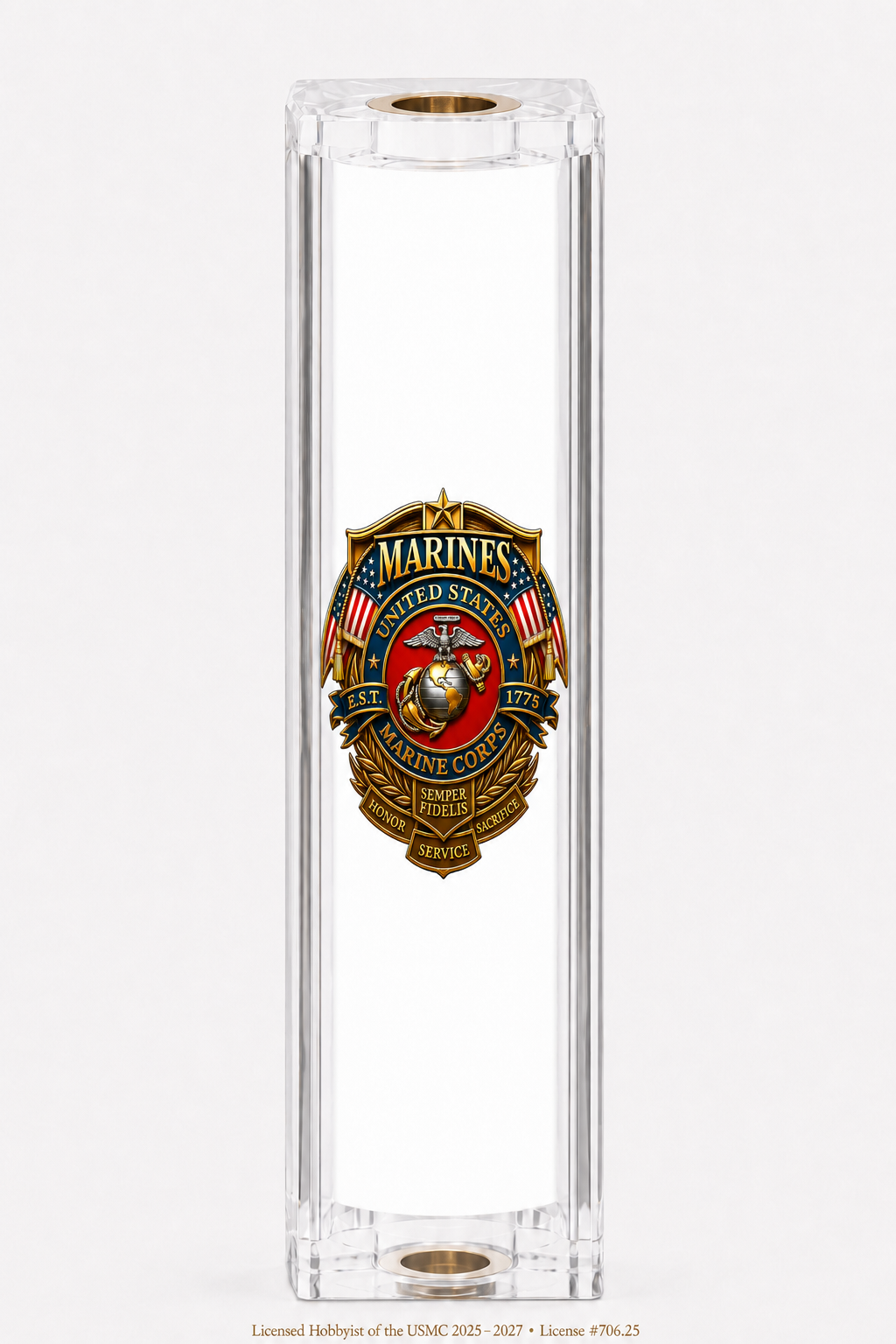 USMC Heritage Emblem & American Flag Resin Pen Blank