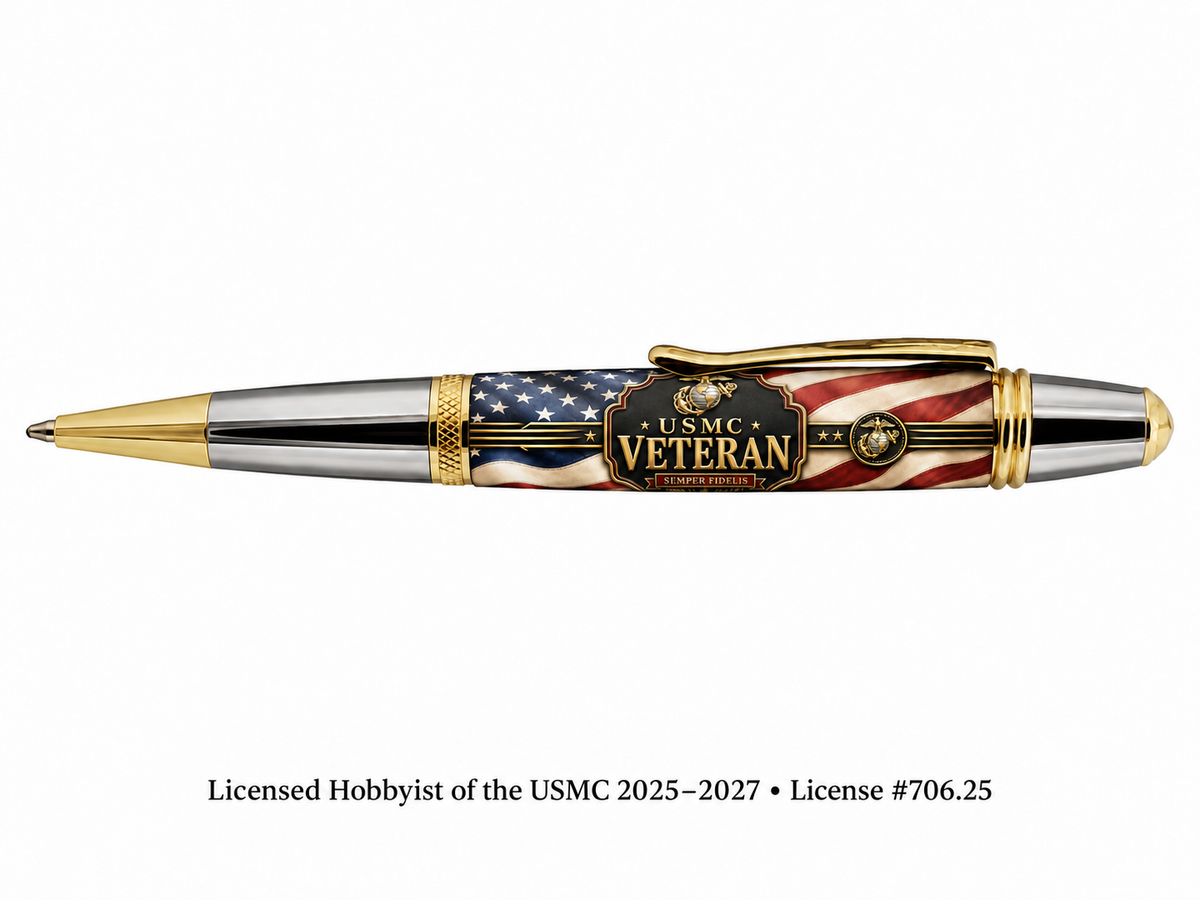 USMC Veteran Old Glory Personalized Resin Pen Blank