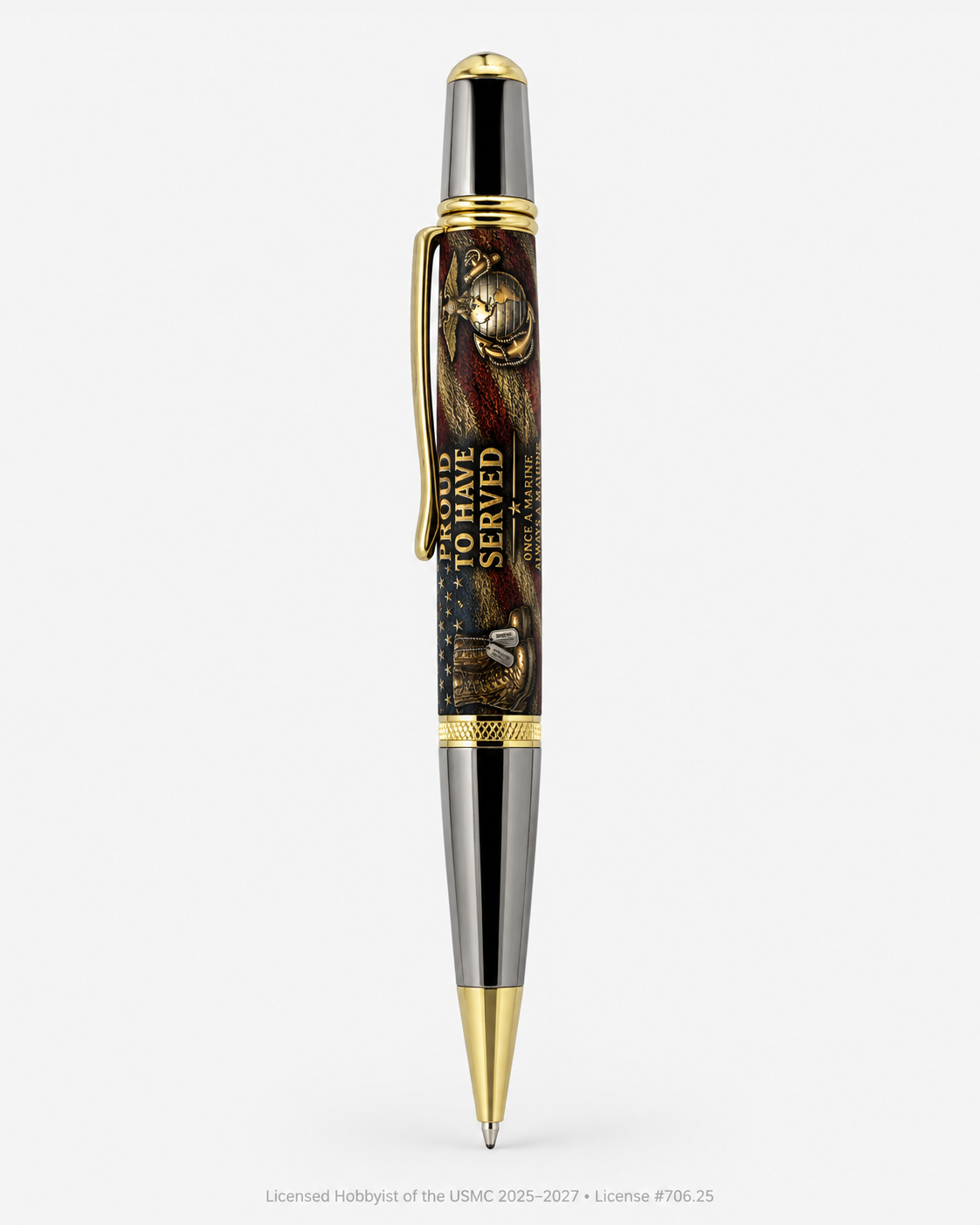 USMC Proud To Have Served tribute design on Bolt Action pen