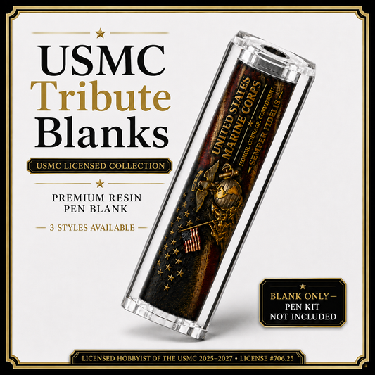 USMC Tribute Pen Blanks collection featuring Proud To Have Served, Semper Fi and Some Gave All designs