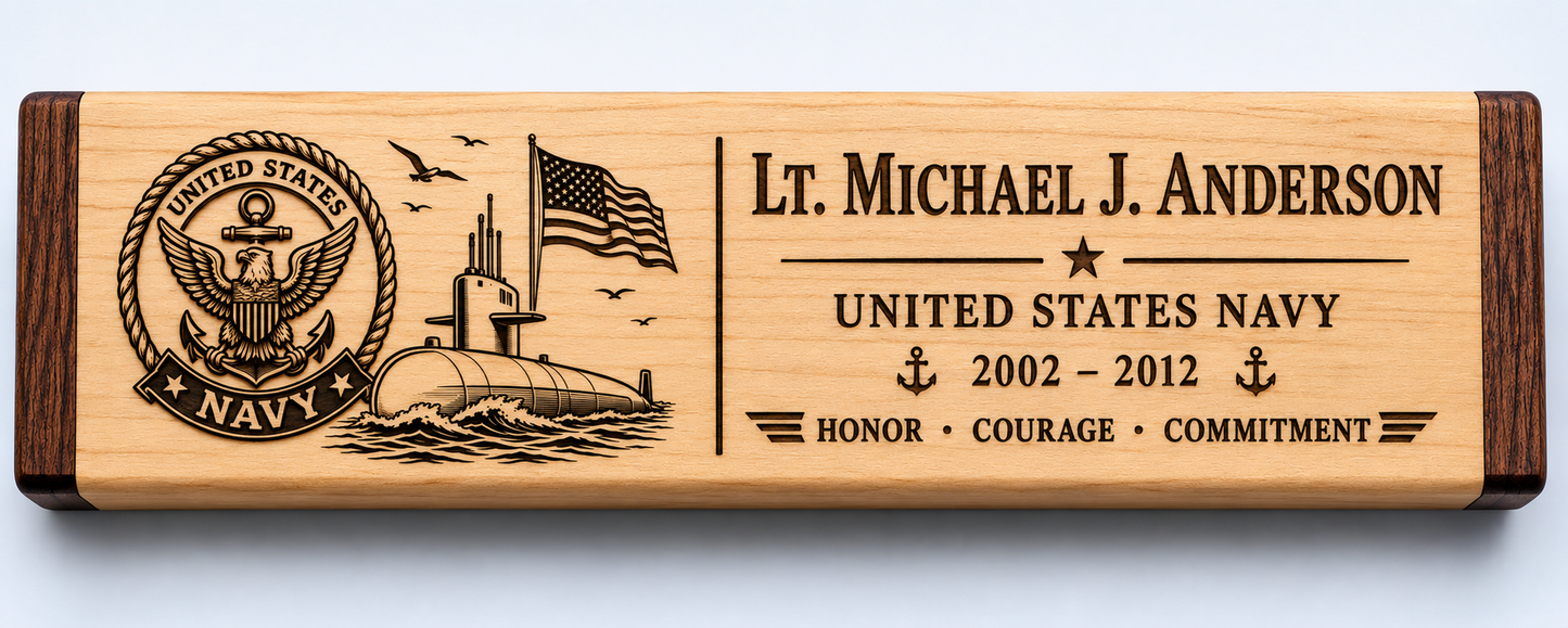 USN Tribute Bundle – Personalized Navy Pen Box + Choice of Pen Blank