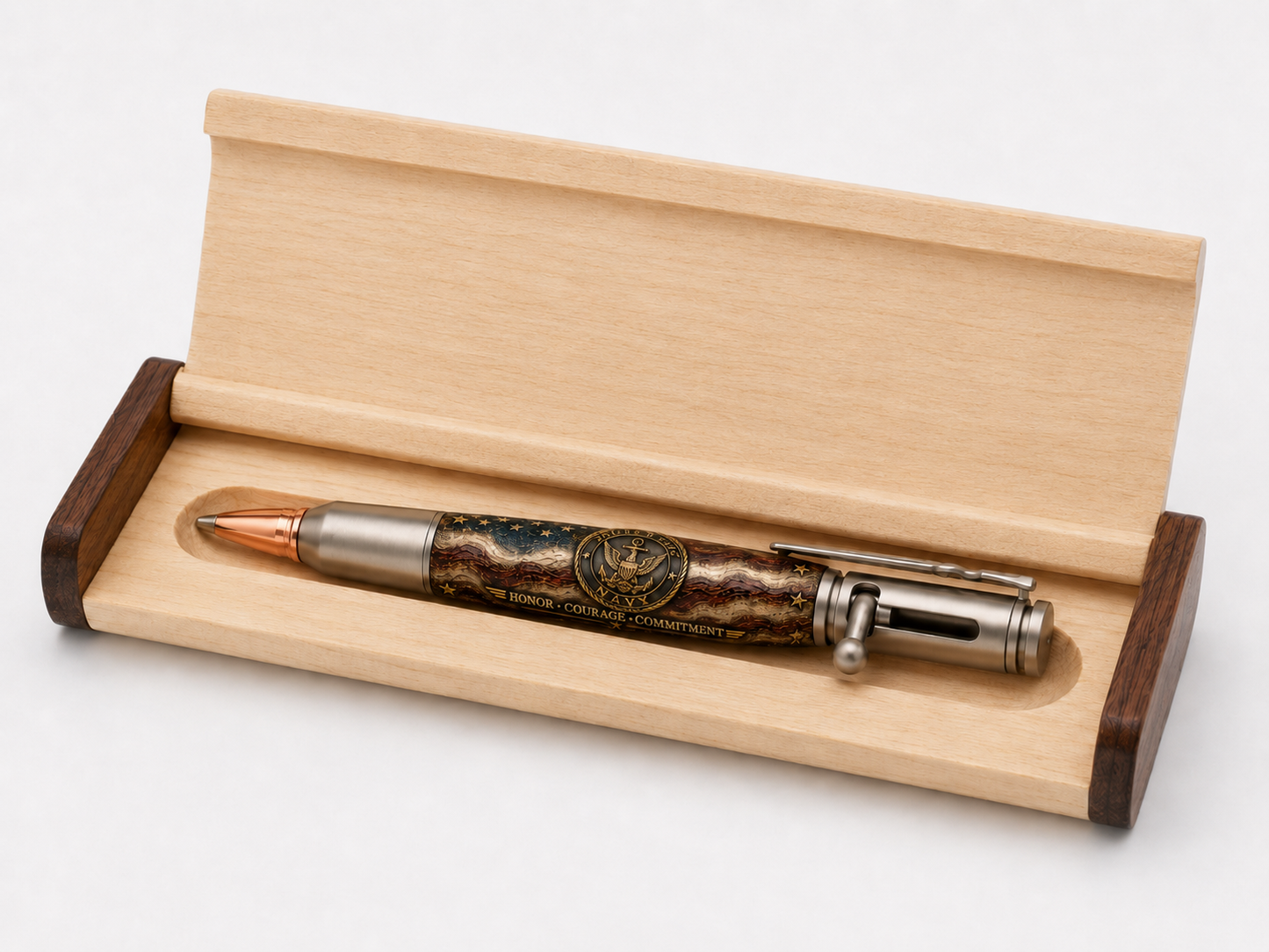 USN Tribute Bundle – Personalized Navy Pen Box + Choice of Pen Blank