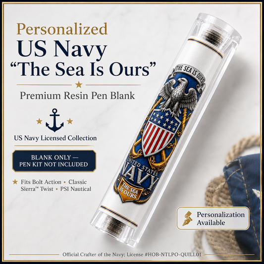 Personalized US Navy “The Sea Is Ours” Resin Pen Blank