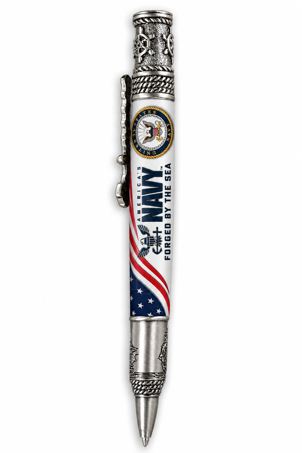 PSI Nautical pen mockup with US Navy Forged by the Sea design and Navy seal