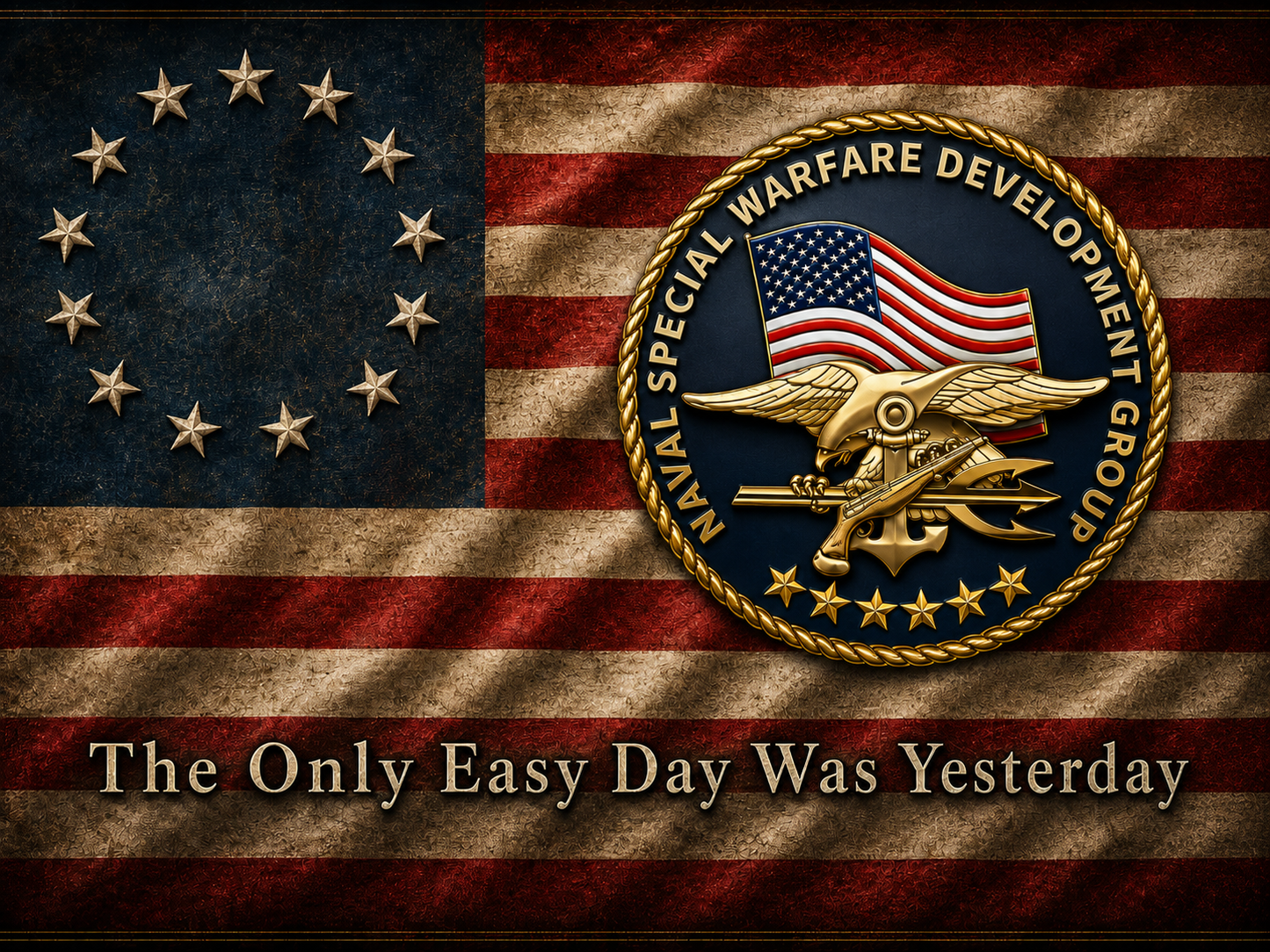 US Navy NSWDG Emblem grunge flag resin pen blank with Betsy Ross flag and motto