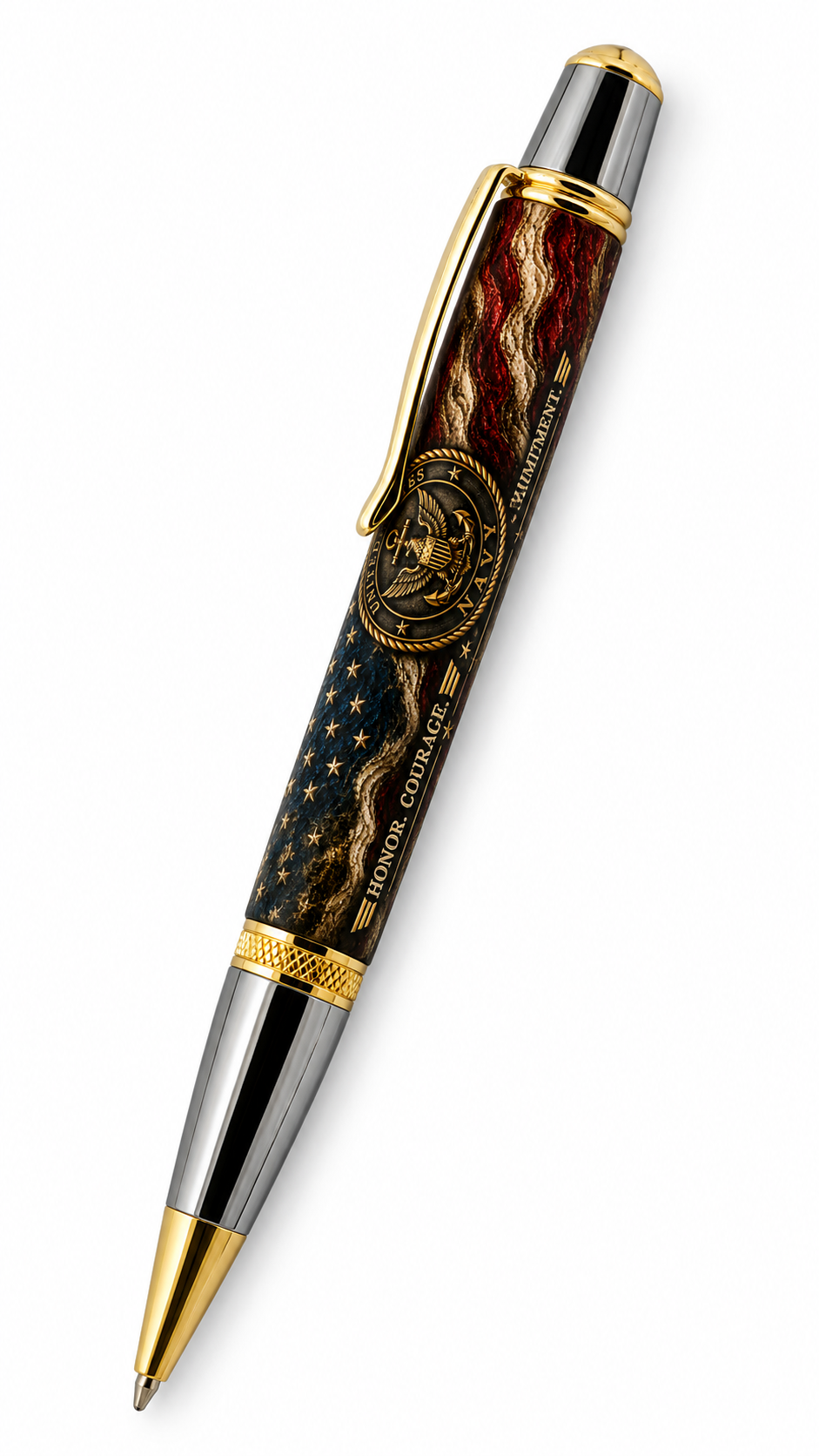 USN Honor Courage Commitment design on Classic Sierra Twist pen
