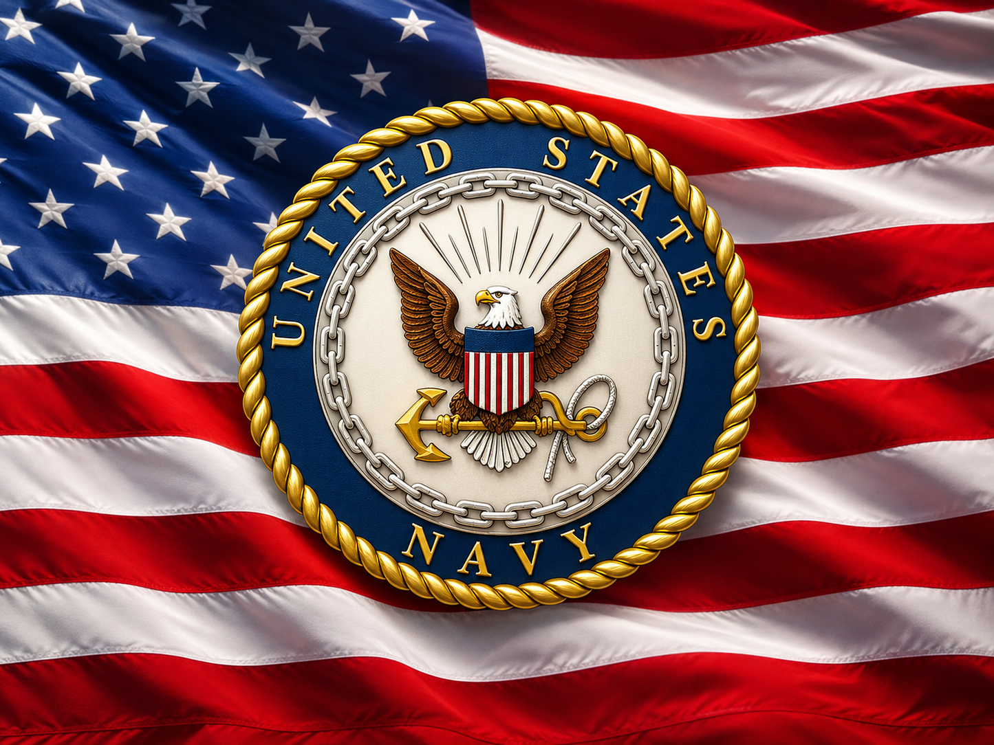 US Navy Emblem on Old Glory Resin Pen Blank