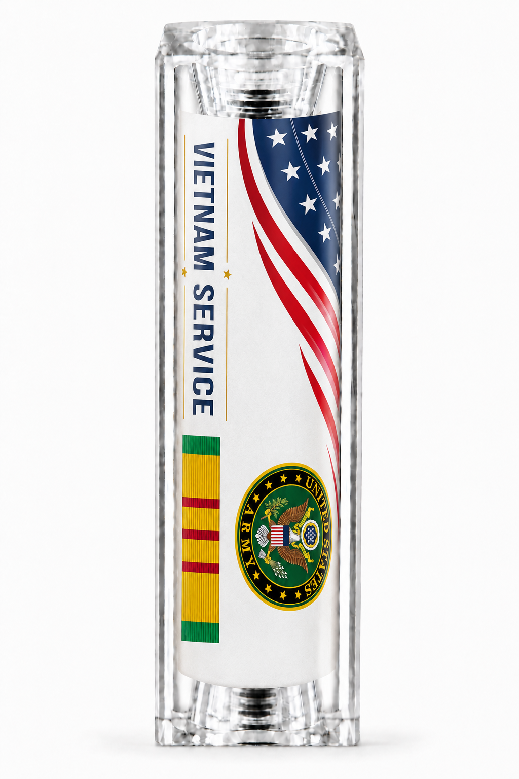US Army Vietnam Service resin pen blank with Army emblem and Vietnam Service ribbon