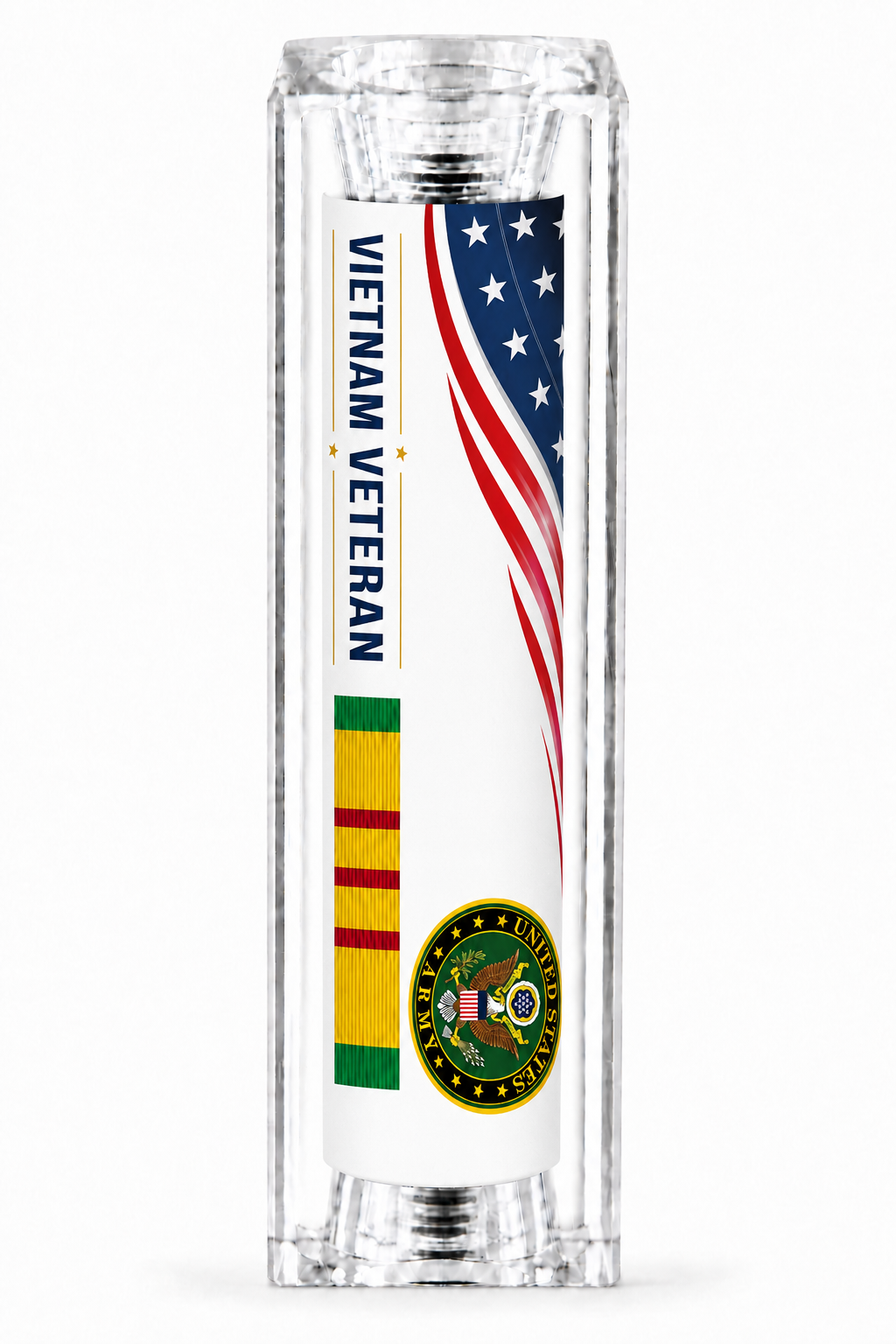 US Army Vietnam Veteran resin pen blank with Vietnam Service ribbon and patriotic flag artwork