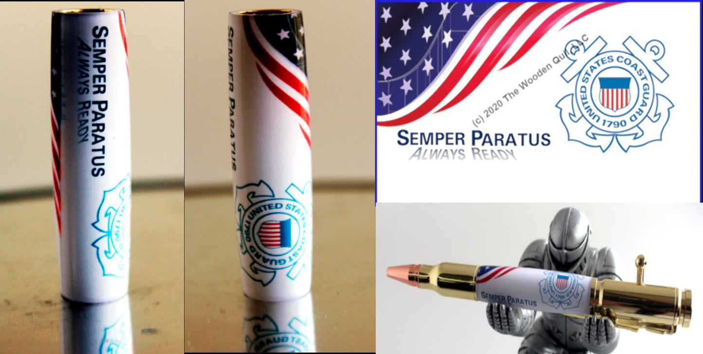 US Coast Guard - Pen Blank - USCG Emblem - Motto - Flag Banner - Licensed