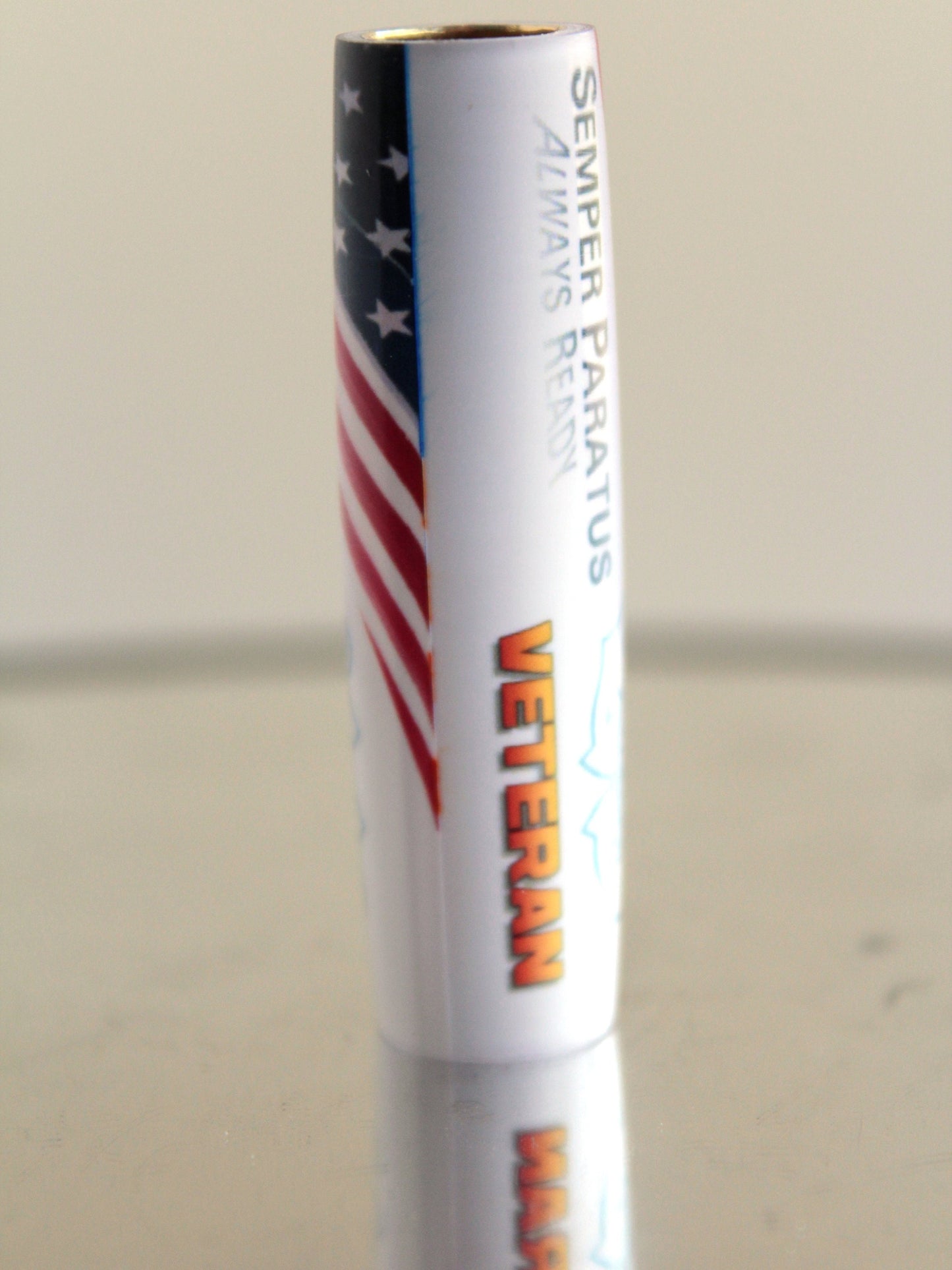 US Coast Guard - Pen Blank - USCG Emblem with Veteran Text - Motto - Flag Banner - Licensed