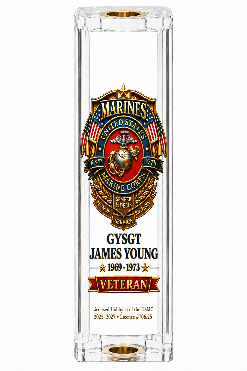 USMC Heritage Emblem & American Flag Resin Pen Blank