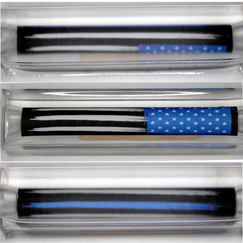 Tube-in Thin Blue Line Officer pen blank options.