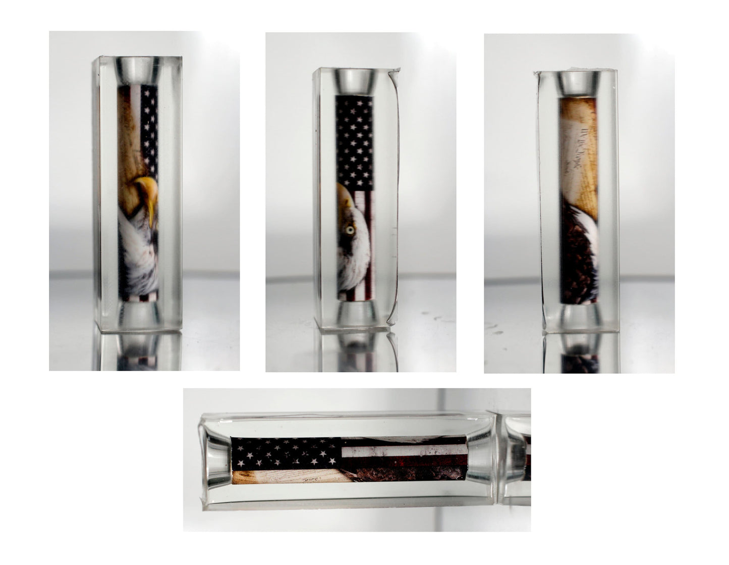 Patriotic Resin Cast Eagle and Historic Docs over American Flag Sierra Style Pen Blank