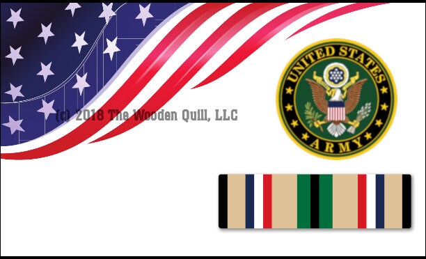 US Army Emblem Old Glory Banner Desert Storm Service Ribbons Pen Blank - Licensed