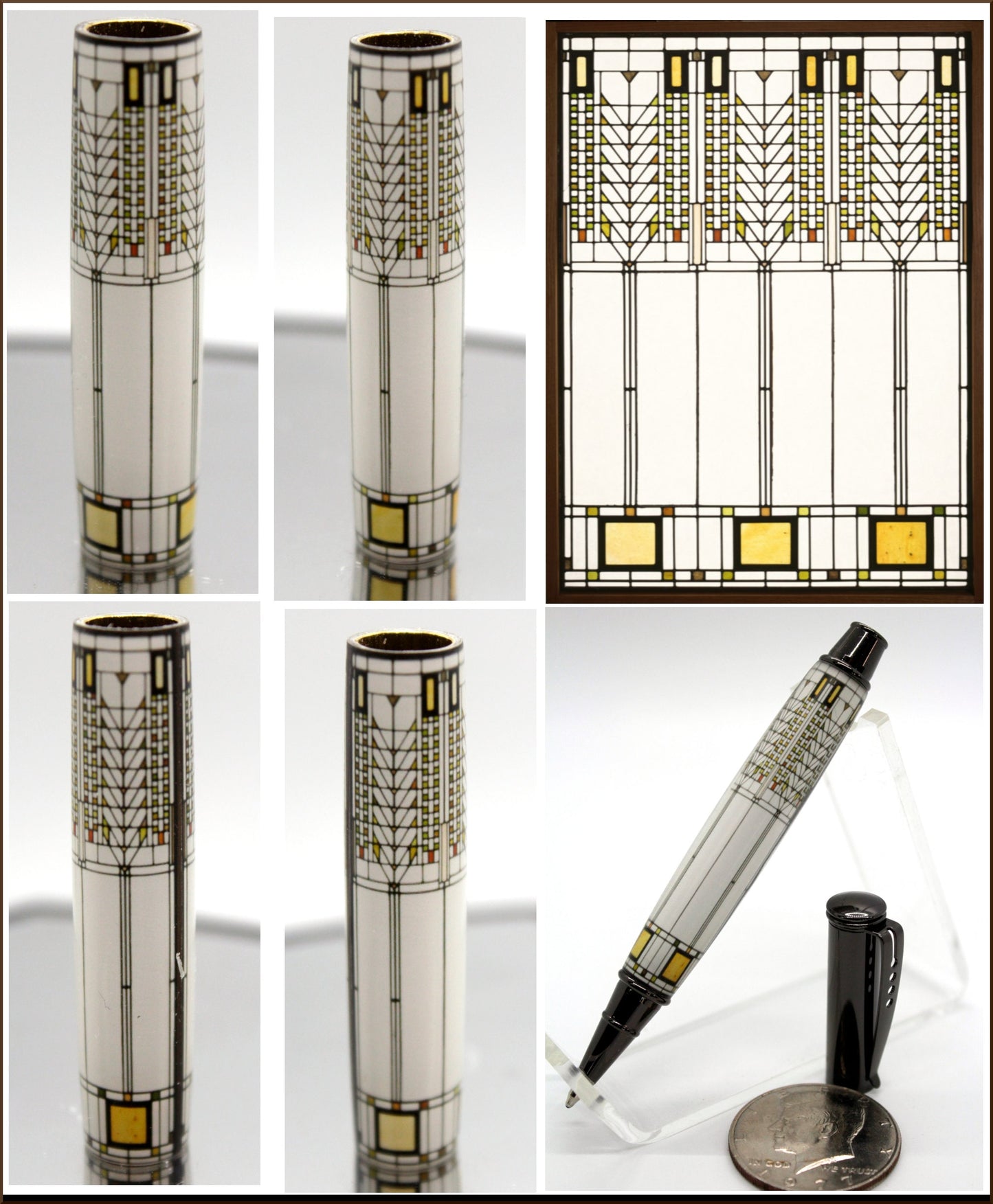 Frank Lloyd Wright - Tree of Life Stained Glass from Darwin D. Martin House Resin Cast Pen Blank for the Editor Pen Kit