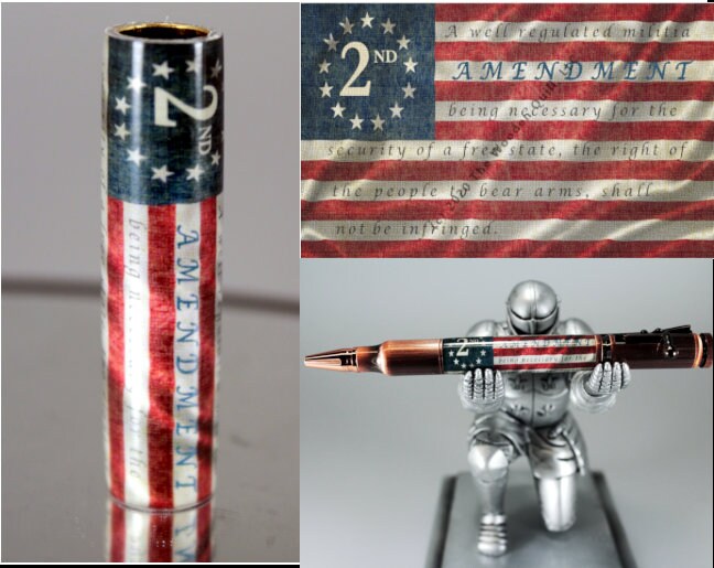 Custom Pen Blank Betsy Ross Grunge Flag - 2nd Amendment Text Cast Tube In for Popular Bullet Pen Kits